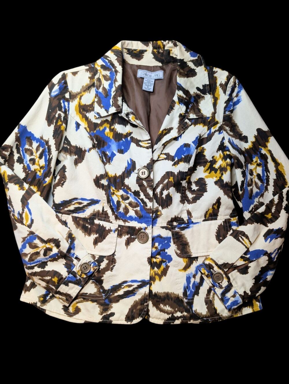 Birch Hill Womens Colorful Art to Wear Dressy Blazer Jacket Size M